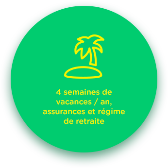 4 semaines de vacances / an, assurances et régime de retraite