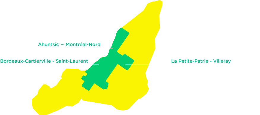 Ahuntsic — Montréal-Nord, Bordeaux-Cartierville — Saint-Laurent, La Petite-Patrie — Villeray